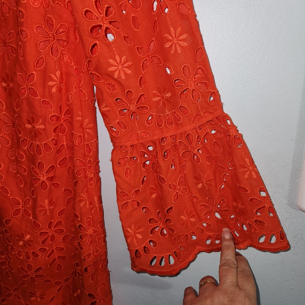 J.Crew Bell Sleeve Eyelet Cocktail Dress Sz 2 - Picture 6 of 10